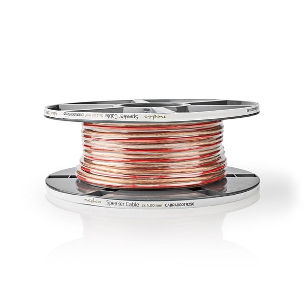 Nedis Speaker Cable | 2 x 4.00 mm² | Kobber | 25.0 m | Rund | PVC | Gjennomsiktig | Rull