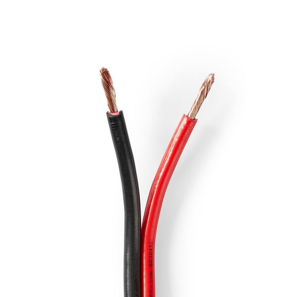 Nedis Speaker Cable | 2 x 2.50 mm² | CCA | 100 m | Rund | PVC | Rød / Sort | Pakk Inn