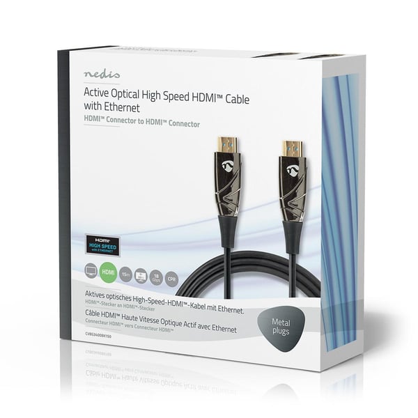 Nedis Aktiv Optical High Speed HDMI-kabel med Ethernet | HDMI ™ -kontakt | HDMI ™ -kontakt | 4K@60Hz | 18 Gbps | 15.0 m | Rund | PVC | Sort | Gavees