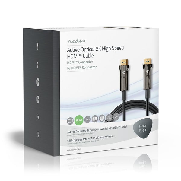 Nedis Aktiv Optical Ultra High Speed ​​HDMI-Kabel med Ethernet | HDMI ™ -kontakt | HDMI ™ -kontakt | 8K@60Hz | 48 Gbps | 40.0 m | Rund | PVC | Sort |