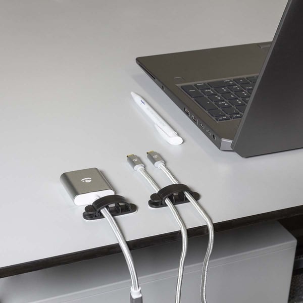 Nedis Kabel Ledelse | Kabelklips | Låst | 3 stk. | Antall plasser: 3 Spor | Maksimal kabeltykkelse: 7.5 mm | Polypropylene | Sort