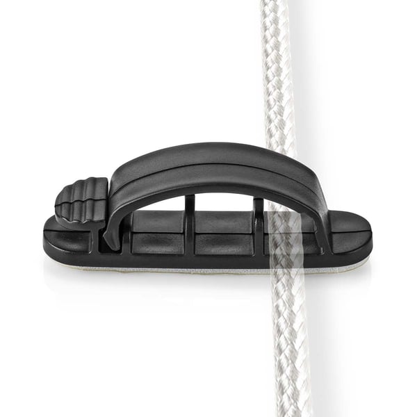 Nedis Kabel Ledelse | Kabelklips | Låst | 3 stk. | Antall plasser: 3 Spor | Maksimal kabeltykkelse: 7.5 mm | Polypropylene | Sort