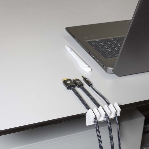 Nedis Kabel Ledelse | Kabelklips | Klikk og Go | 2 stk. | Antall plasser: 5 Spor | Maksimal kabeltykkelse: 7.1 mm | Polypropylene | Hvit
