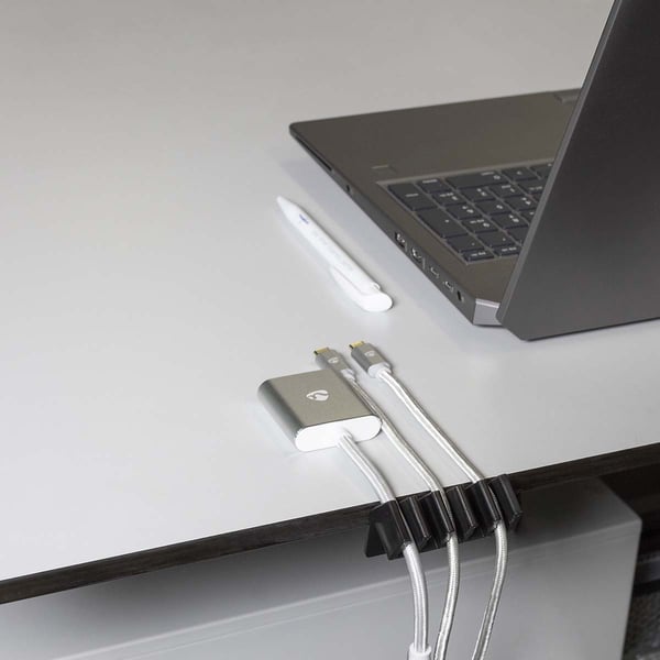 Nedis Kabel Ledelse | Kabelklips | Klikk og Go | 2 stk. | Antall plasser: 5 Spor | Maksimal kabeltykkelse: 7.1 mm | Polypropylene | Sort