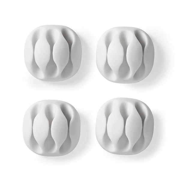 Nedis Kabel Ledelse | Kabelklips | Klikk og Go | 4 stk. | Antall plasser: 3 Spor | Maksimal kabeltykkelse: 5.3 mm | TPE | Hvit