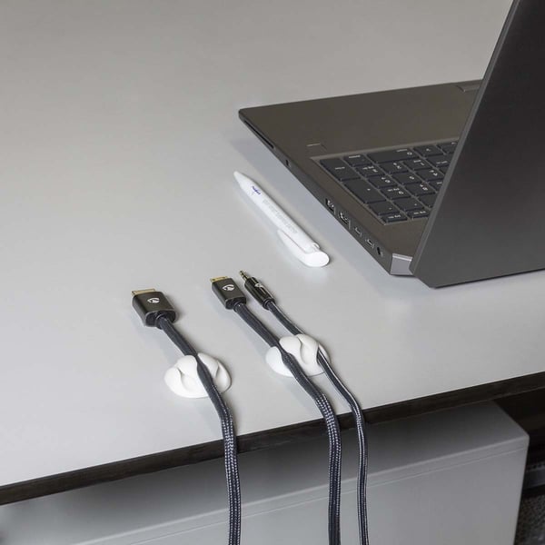 Nedis Kabel Ledelse | Kabelklips | Klikk og Go | 4 stk. | Antall plasser: 3 Spor | Maksimal kabeltykkelse: 5.3 mm | TPE | Hvit