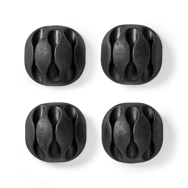 Nedis Kabel Ledelse | Kabelklips | Klikk og Go | 4 stk. | Antall plasser: 3 Spor | Maksimal kabeltykkelse: 5.3 mm | TPE | Sort
