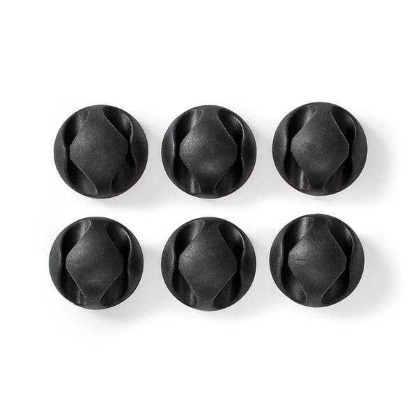 Nedis Kabel Ledelse | Kabelklips | Klikk og Go | 6 stk. | Antall plasser: 2 Spor | Maksimal kabeltykkelse: 5.3 mm | TPE | Sort