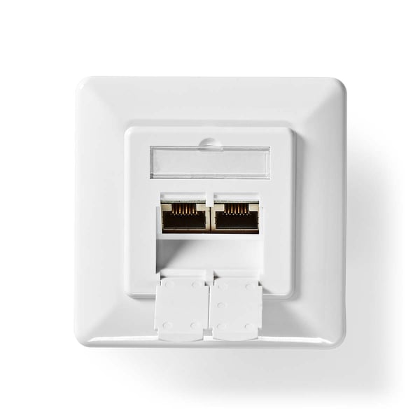Nedis Nettverksveggboks | Innfelt montering | 2-Port port(s) | CAT6a | Rett | Hunn | Gull belagt | PVC | Hvit | Boks
