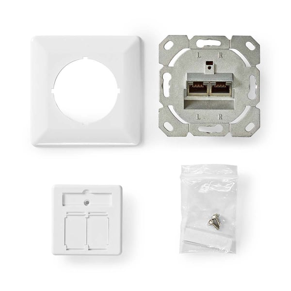 Nedis Nettverksveggboks | Innfelt montering | 2-Port port(s) | CAT6 | Rett | Hunn | Gull belagt | PVC | Hvit | Boks