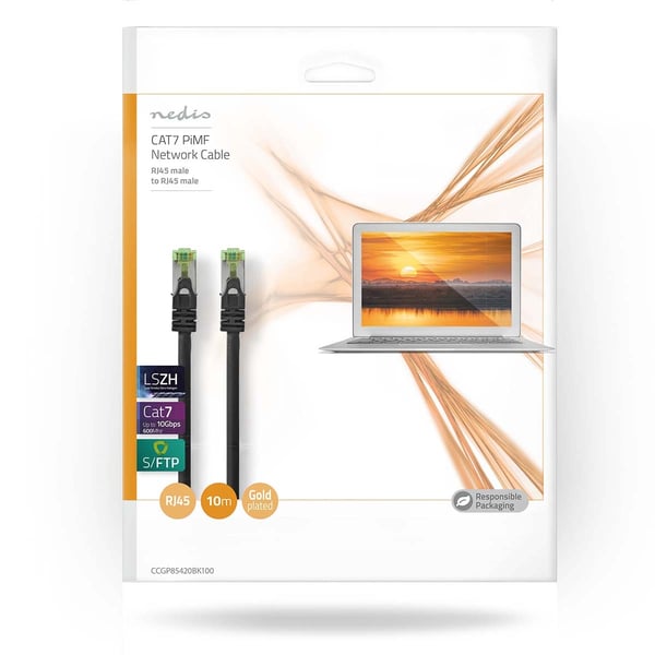 Nedis CAT7 nettverkskabel | S/FTP | RJ45 Han | RJ45 Han | 10.0 m | Snagless | Rund | LSZH | Sort | Konvolutt