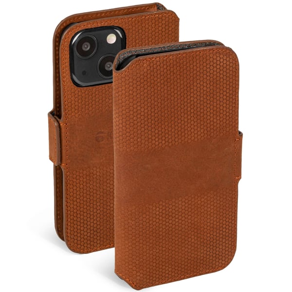 Krusell Leather Phone Wallet iPhone 13 Mini Cognac