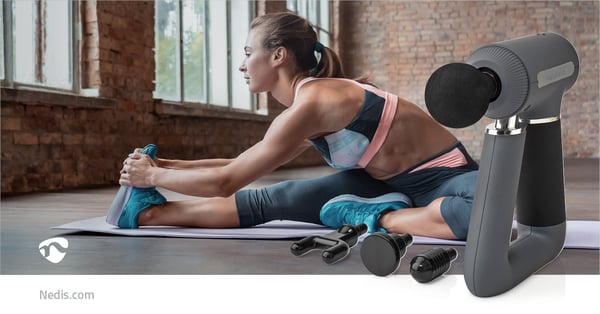 Nedis Sports Massasje Pistol | Batteri drevet | N/A | Oppladningsbar | 6 Massage Modes | USB Cable | Grå