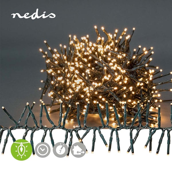 Nedis Julebelysning | Klynge | 576 LED's | Varm Hvit | 4.20 m | Lyseffekter: 7 | Innendørs eller utendørs | Nettstrøm drevet