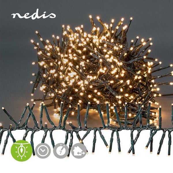 Nedis Julebelysning | Klynge | 768 LED's | Varm Hvit | 5.60 m | Lyseffekter: 7 | Innendørs eller utendørs | Nettstrøm drevet