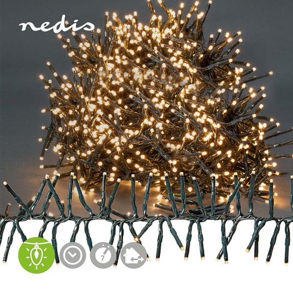 Nedis Julebelysning | Klynge | 1512 LED's | Varm Hvit | 11.00 m | Lyseffekter: 7 | Innendørs eller utendørs | Nettstrøm drevet
