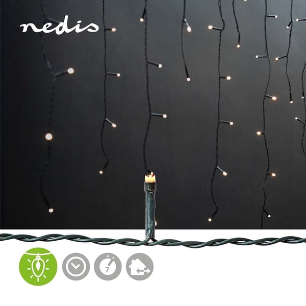 Nedis Dekorative Istaplys | 180 LED's | Varm Hvit | 5.90 m | Lyseffekter: 7 | Nettstrøm drevet