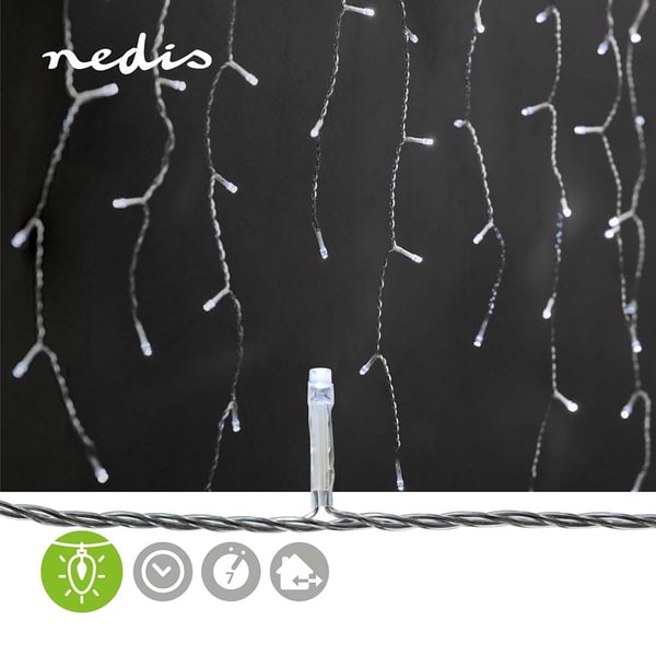Nedis Dekorative Istaplys | 180 LED's | Kald Hvit | 5.90 m | Lyseffekter: 7 | Nettstrøm drevet