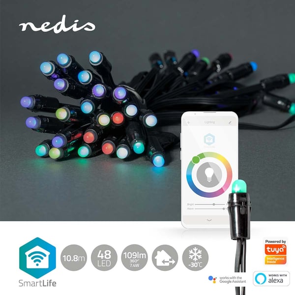 Nedis SmartLife Julelys | Party Lights | Wi-Fi | RGB | 48 LED's | 10.8 m | Android™ / IOS
