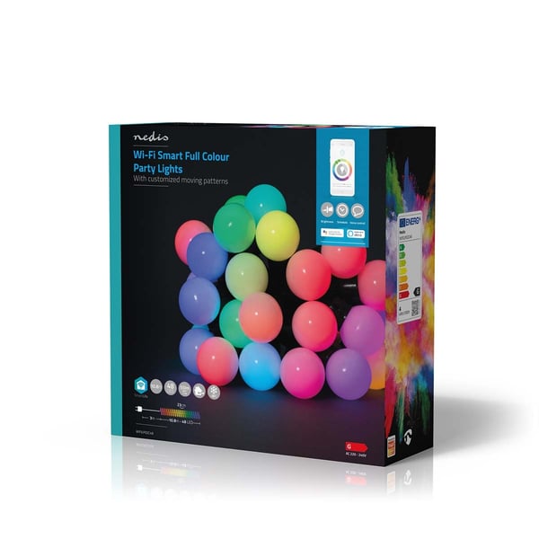 Nedis SmartLife Dekorative Lys | Party Lights | Wi-Fi | RGB | 48 LED's | 10.8 m | Android™ / IOS | Pære diameter: 30 mm