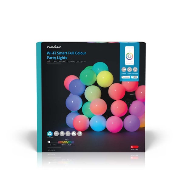 Nedis SmartLife Dekorative Lys | Party Lights | Wi-Fi | RGB | 48 LED's | 10.8 m | Android™ / IOS | Pære diameter: 30 mm