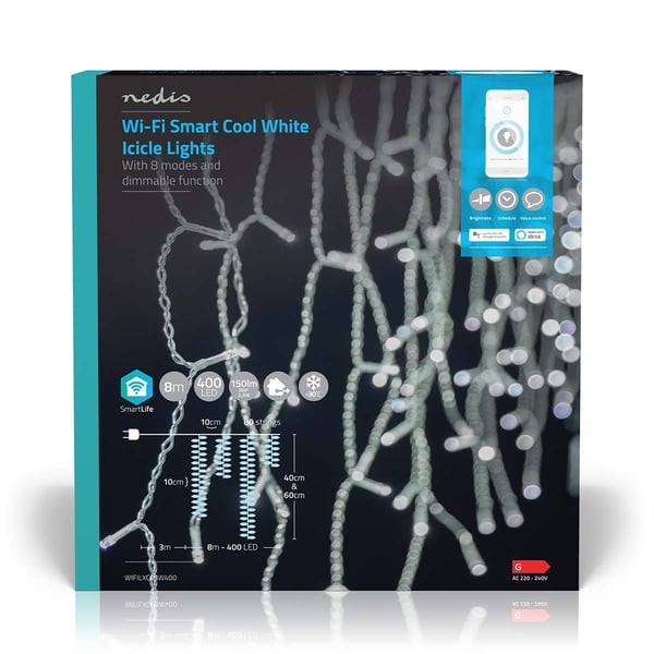Nedis SmartLife Julelys | Istapp | Wi-Fi | Kald Hvit | 400 LED's | 8.00 m | Android™ / IOS
