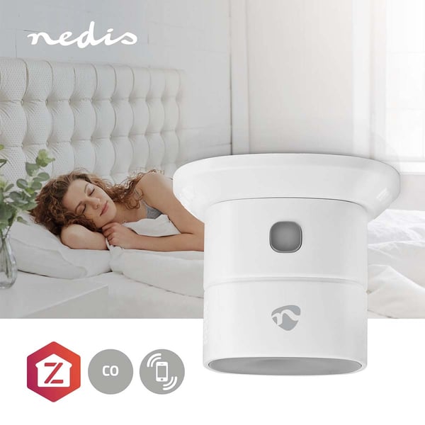 Nedis SmartLife CO Detector | Zigbee 3.0 | Batteridriven | Givarlivscykel: 10 år | EN 50291 | Android™ / IOS | Med testknapp | 85 dB | Vit