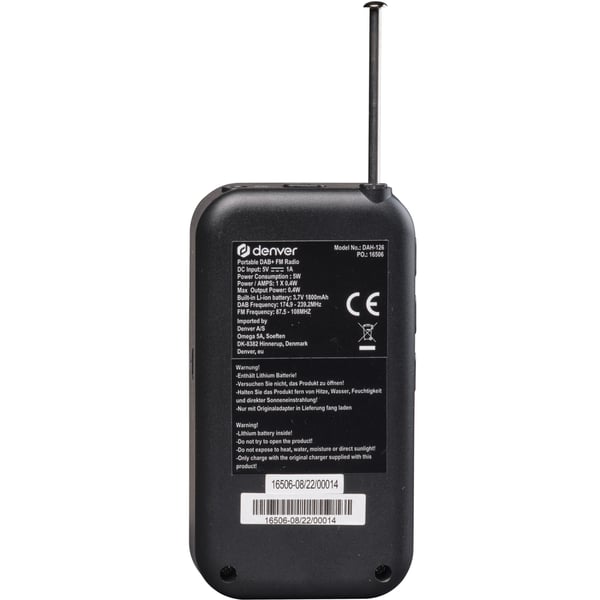 Denver DAH-126 DAB bærbar radio Sort