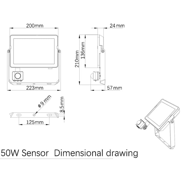 Philips ProjectLine-flomlys 50W 4750lm med sensor