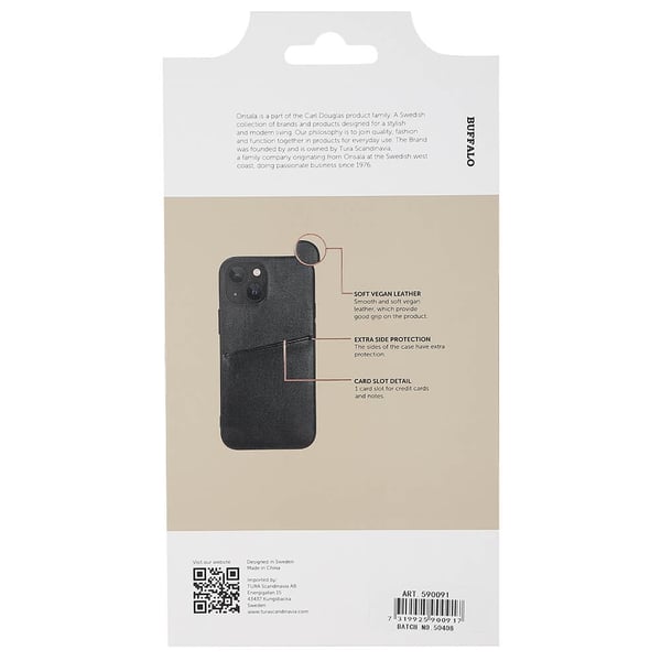Buffalo Back cover PU 2 card iPhone 13 Mini Black