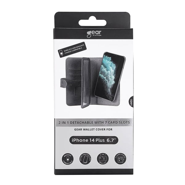 Gear Wallet 2-i-1 7 Kortrom MagSeries Sort - iPhone 14 Plus
