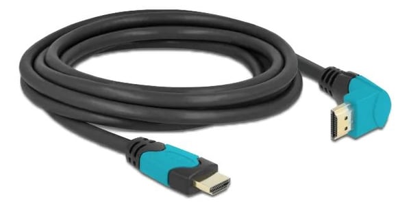 DeLOCK High Speed HDMI kabel hane rak til hane 90° nedåtvinklad 48 Gbps 8K 60 Hz 3m, svart