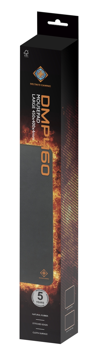 DELTACO GAMING DMP460 L musematte, 450x400, sømde kanter, svart