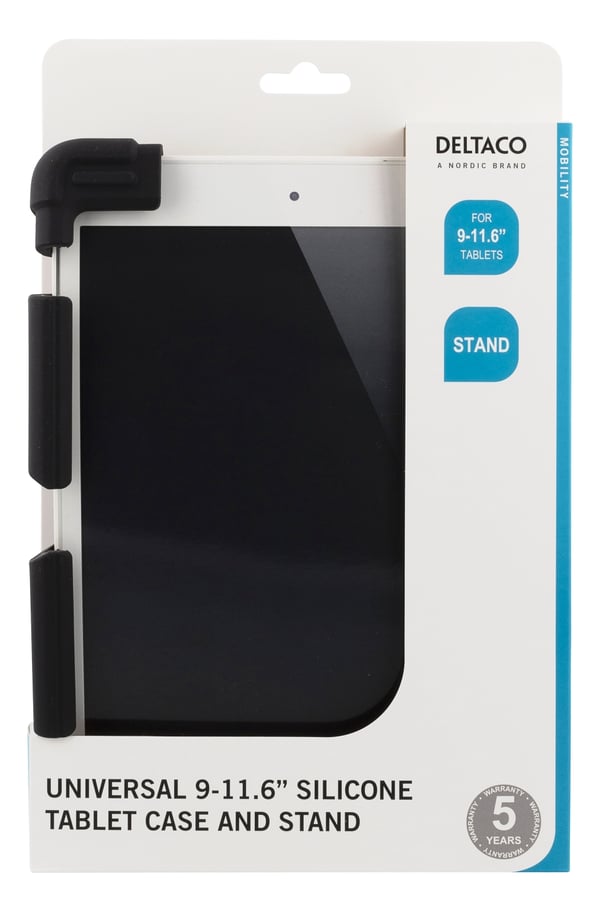 DELTACO cover i silikone til 9-11,6 tommer tablets, tripods, sort