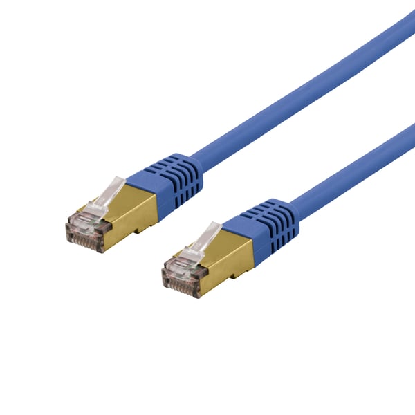 DELTACO S/FTP Cat6a patchkabel 0,5 m 500 MHz Deltacertifisert LSZH blå