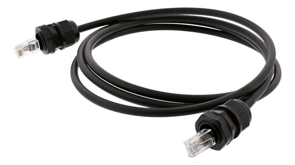 DELTACO S/FTP Cat6a laitekaapeli, 3m, IP68, PG13.5, musta