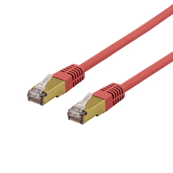 DELTACO S/FTP Cat6a patchkabel 3m 500MHz Deltacertified LSZH rød