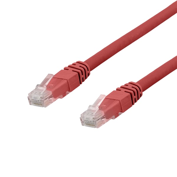 Deltaco U/UTP Cat6a patch cable, LSZH, 0.3m, red