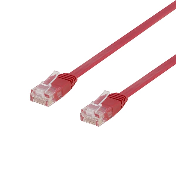 Deltaco U/UTP Cat6 patch cable, flat, 7m, 250MHz, red
