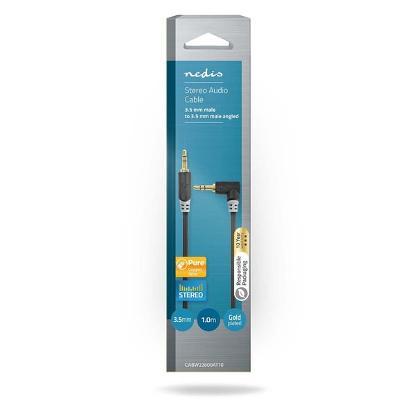 Nedis Stereo lydkabel | 3.5 mm Han | 3.5 mm Han | Gull belagt | 1.00 m | Rund | Antrasitt | Boks