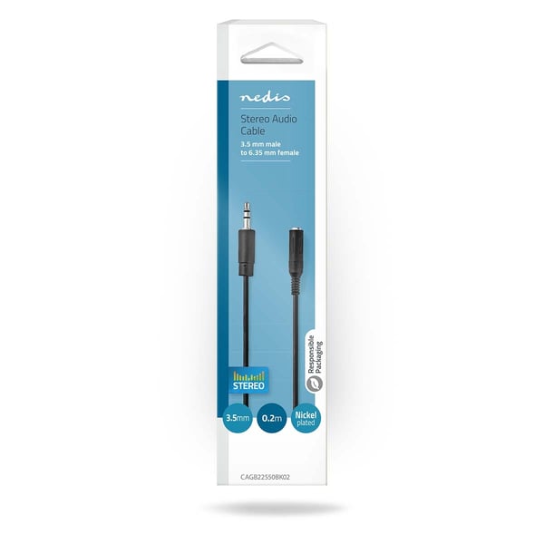 Nedis Stereoäänikaapeli | 3.5 mm uros | 6.35 mm naaras | Niklattu | 0.20 m | Pyöreä | Blister
