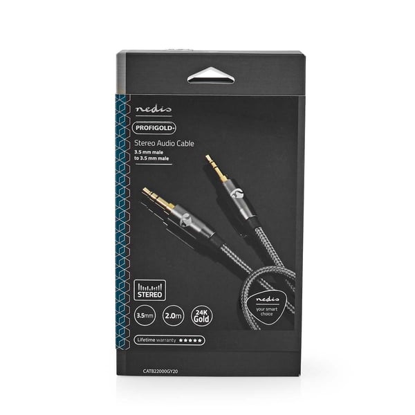 Nedis Stereo lydkabel | 3.5 mm Han | 3.5 mm Han | Gull belagt | 2.00 m | Rund | Grå / Gun Metal Grå | Deksel Vindusboks