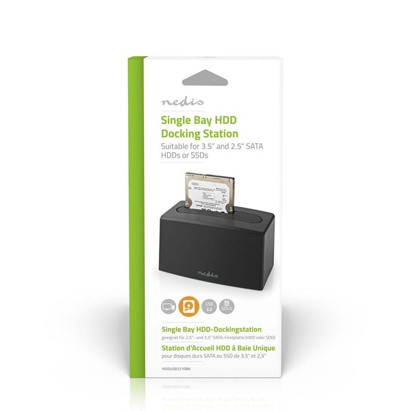 Nedis Kiintolevyn Telakointiasema | USB 3.2 Gen1 | USB Type-A | 1 Levy | 2.5 / 3.5 " | USB 3.2 Gen1 | Telakka | Pöytätietokone