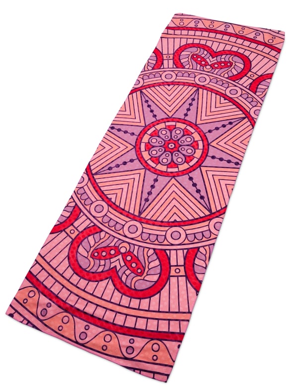 Sklisikkert yogahåndkle Mandala Pink 180x60 cm