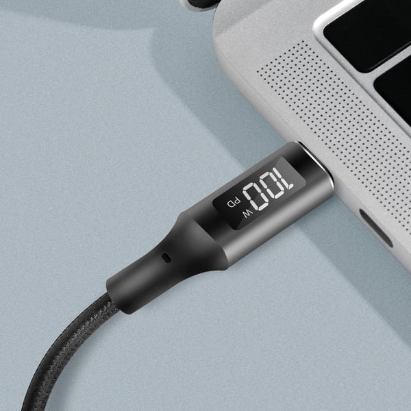 LogiLink USB-C - USB-C-kabel med display USB 2.0 PD 3.1 240W 1 m svart