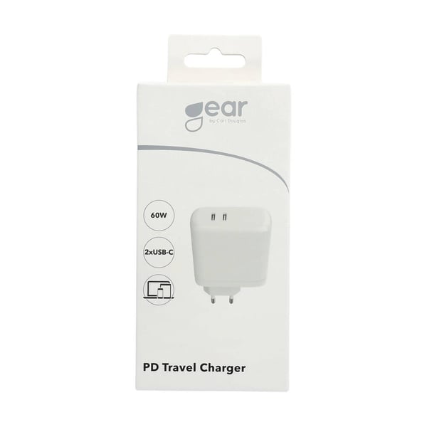 GEAR Charger 220V 2xUSB-C White PD 60W (PD 30W+PD30W)
