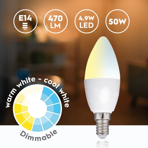 Alpina WiFi Smart E14 LED varm/kald hvit 4,9 W 470 lm