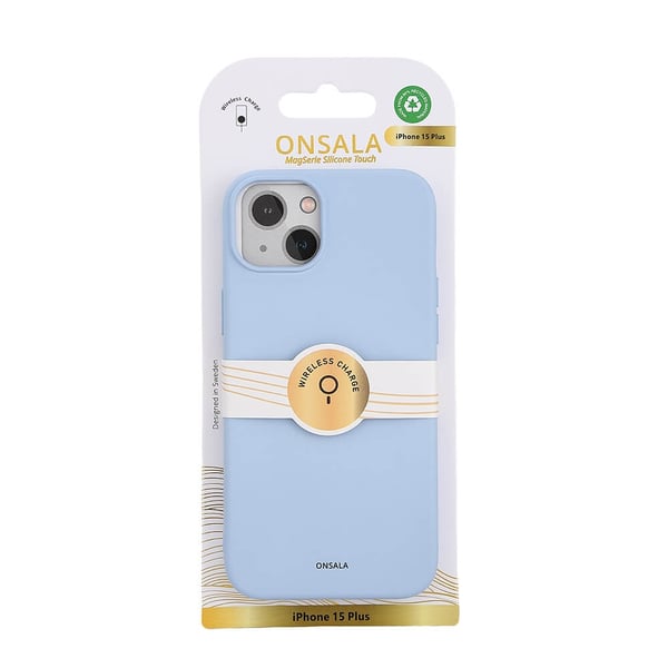 Onsala Back Sil Touch Recycled MagSerie iPhone 15 Plus Light Blue