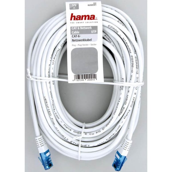 Hama Nettverkskabel CAT6 UTP Bulk Hvit 15 m