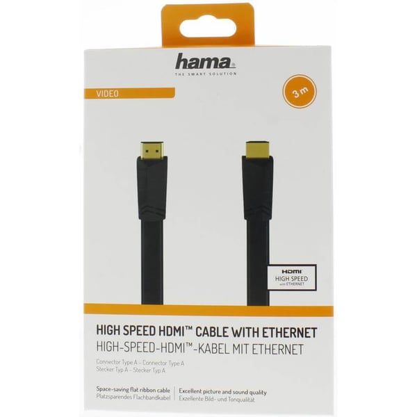Hama Kabel HDMI Ethernet Platt Svart 3m